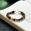 Yingge Qi Nan Agarwood Bracelet with Amber and 925 Silver Spacer (No Artificial Oil Injection)