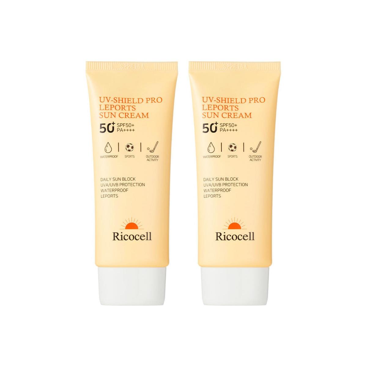 

RICOCELL UV Shield Leports Солнцезащитный крем SPF50+ PA++++ Высокая защита - Защита от пота и водостойкий (70 мл x 2 шт.)