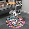 1pc Leopard Nurse Print Chair Carpet for Office, Round Polyester Mat, Indoor Decor for Office, Easycare Fabric, Washable Non-slip Area Carpet