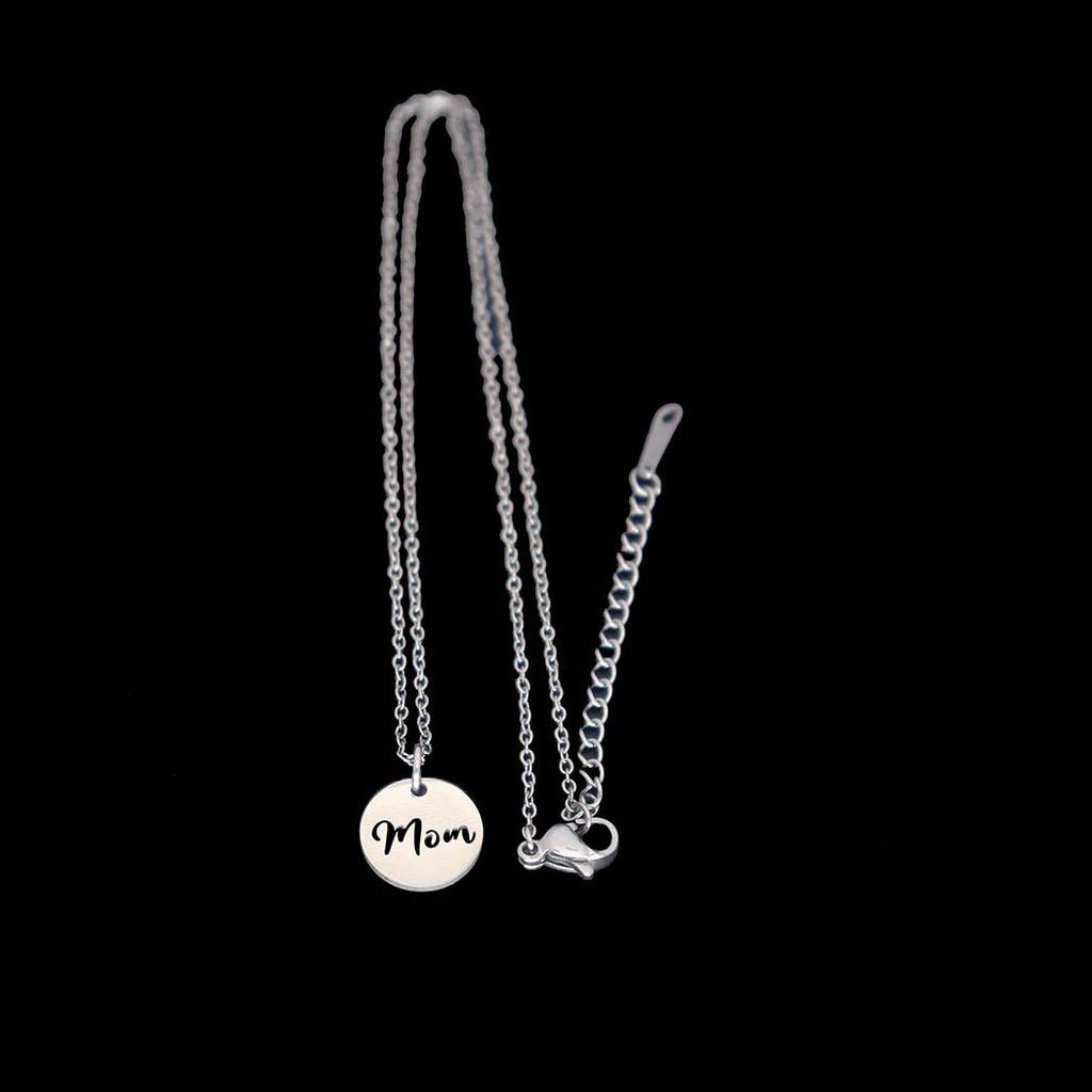 Stainless Steel English Letter Round Pendant Clavicle Chain - Light Luxury Jewelry