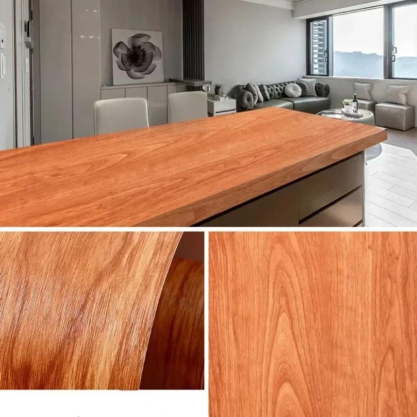80cm/Wood Grain Vinyl Wallpaper Roll Waterproof Home Desktop Cabinet Door Furniture Renovation Stickers Peel Home Decorations