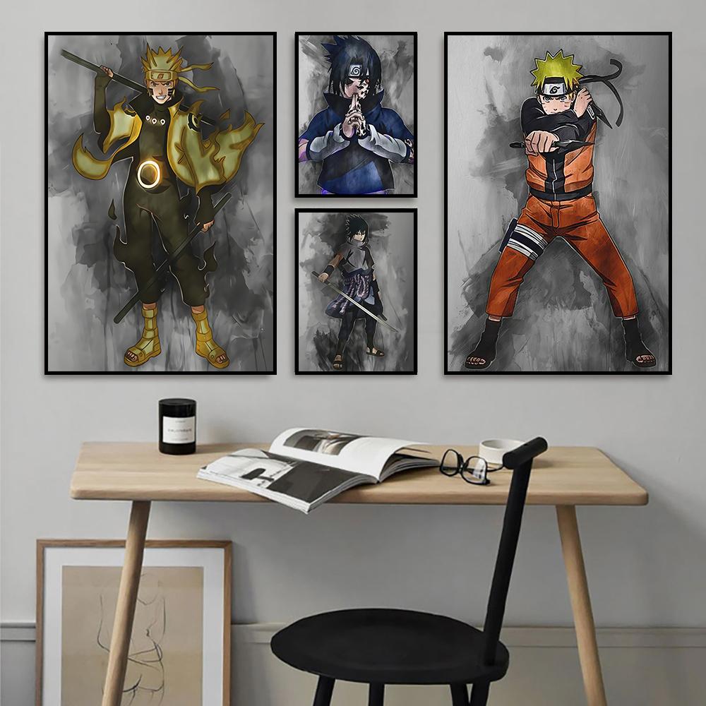 Naruto Anime Poster Sasuke Kakashi Characters Decorative Paintings Kids Room Wall Art Prints Modern Home Decor Birthday Present No Frame