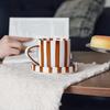 Vintage Drink Cup Hand-drawn Milk Mug Creative Striped Coffee Cup Saucer Set  Afternoon Tea