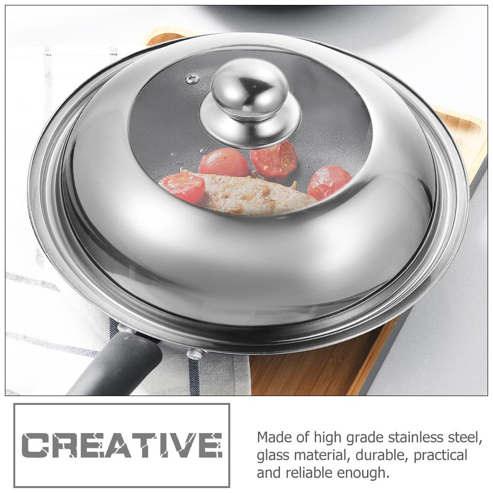 Edelstahl Topf Deckel Haushalt Pan Abdeckung Metall Glas für Pfannen Spill Proof Bratpfanne