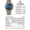 Mens Business Chronograph Watch Stainless Steel Analog Moon‑Phase Wristwatch Waterproof Luminous
