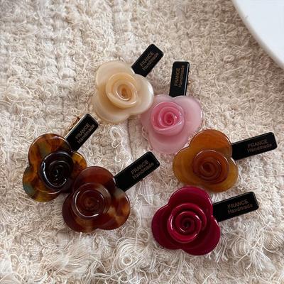 Koreanischer Stil Rose Blume Haarspange Bunte Rose Blume Entenschnabelspange Essigsäure Haarspange Mädchen
