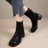Leather Women Snow Ankle Boots Mid Heels Designer Shoes Winter Chunky Classic Motorcycle Boots 2024 Trend Goth Mujer Zapatillas