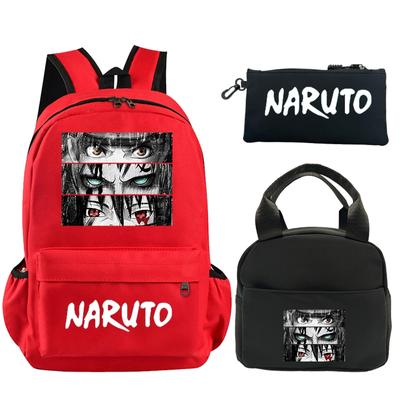 3 sztuk/zestaw plecak Anime Naruto drukowany Bookbag z torbą na drugie śniadanie piórnik nastolatek dzieci dziewczyna chłopiec tornister plecak