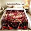 Christmas Theme Soft Blanket Personalized Custom Name Text Print Warm Blanket Home Sofa Bedroom Decor