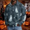 Men's Halloween Long Sleeve Button Up Shirt for Party and Casual Wear