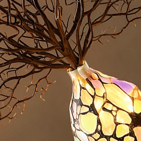 Creative Gift for Home Tree of Life Resin Night Light, Colorful Gemstone Mosaic LED Table Lamp with Solid Wood Base Base, Vintage Art Desktop