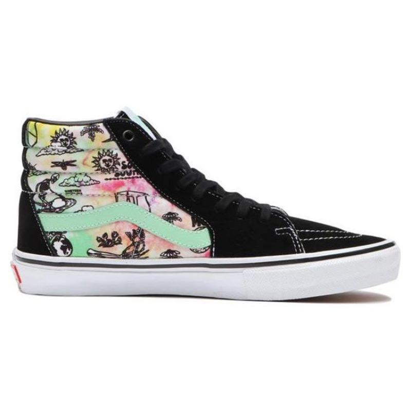 Vans Shroom Doom Skate Sk8-Hi Textile Leather High Top Unisex Skate Shoes Black Pink Green VN0A5FCCAPI
