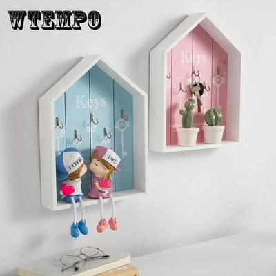 Wooden Wall-mounted Key Storage Rack Room Living Room Key Hook Solid Wood Wall Debris Finishing Organizer Porch Decoration Key Storage Box