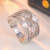 Exquisite Inlaid White CZ Women's Ring Elegant CopperColor Geometry Daily Wear Party Jewelry Anniversary Gift