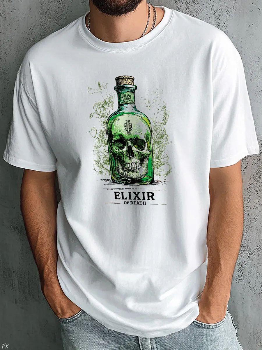 Oversized Elixir of Death T‑shirt with green skull L