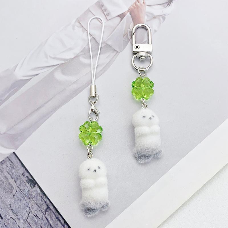 Cute Anime Phone Cases Charms Kawaii Four Leaf Clover Camera Pendant Sweet Keychain Cute Schoolbag Decoration Gifts