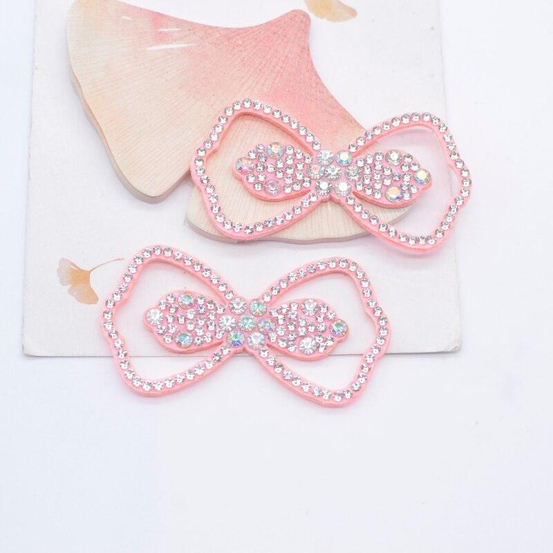 10Pcs 60*32mm Crystal Rhinestone Bowknot Appliques Scrapbooking DIY Stick On Patches Flatback Decor Embellishment Accessories