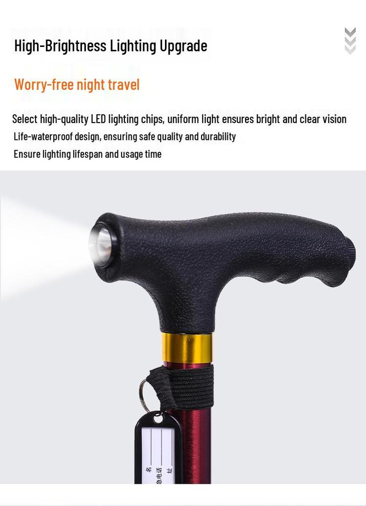 Yunxiang Retractable Non-slip Aluminum Walking Cane with LED Light