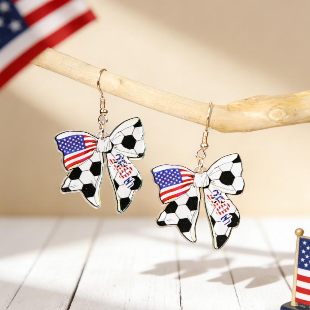 4pcs American Flag Earrings Silver Patriotic Star Dangle Earrings Windmills Independence Day Jewelry Gift for Women Veterans