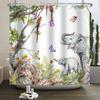 Rlsgjlkjk Forest Animals Shower Curtain Jungle Trees Plant Wildlife Bird Bear Fox Deer Modern Minimalist Bathroom Shower Curtain