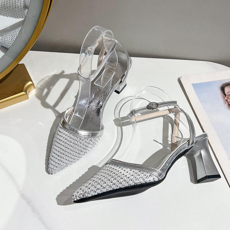 Fashion Italian Shoes with Matching Bags Set Decorated with Rhinestone African Shoes for Women Mid Heels Party Pumps  Plus Size Heels