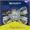 Set of 4 Metallic Grey Wheel Trims - MICHELIN - 16 Inch - Simple Clip-on Attachment - NVS 42 Reflective Sticker