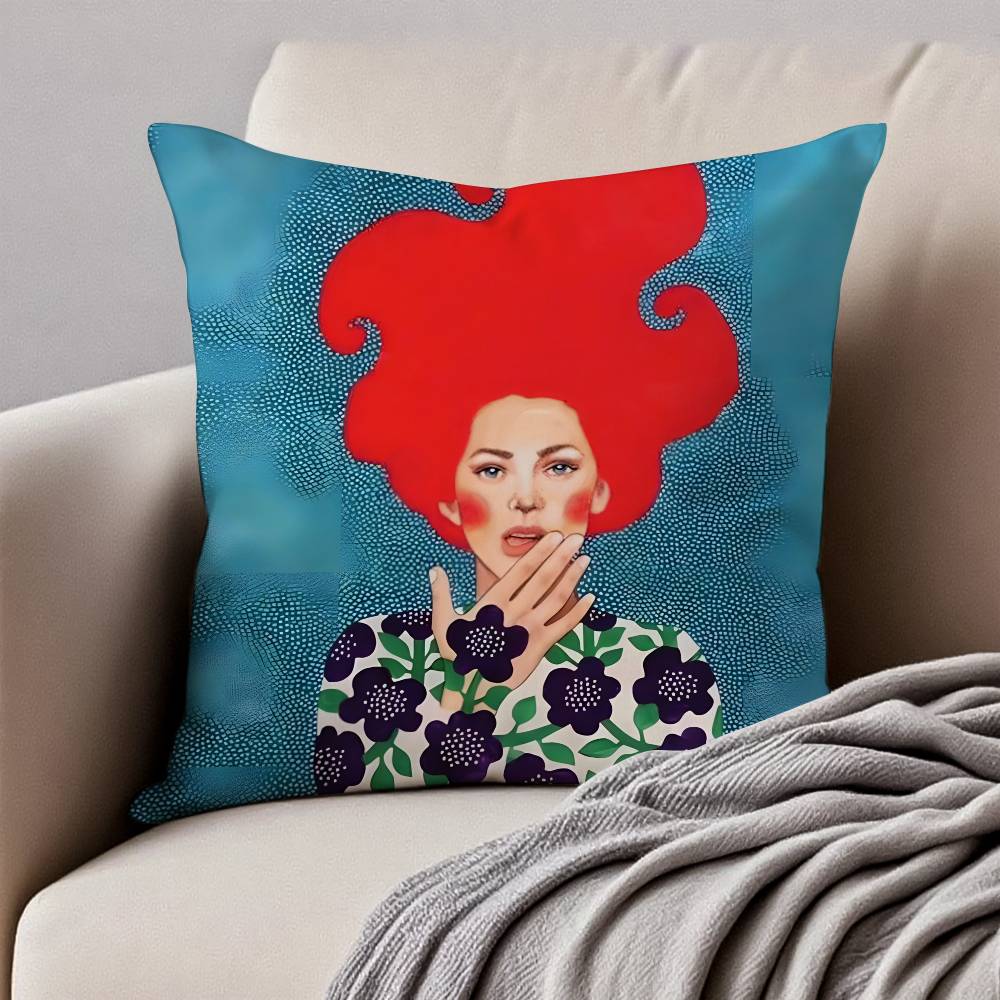 H-Hulya O-Ozdemir POSZEWKA NA PODUSZKĘ ART Przeciwroztoczowa Poszewka na poduszkę Niewidoczny zamek Jedwabisty Krótki plusz Pokrowiec na poduszkę do sofy