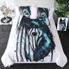 Moon Child Black Cold Art Moon Fox Duvet Cover Set Moon and Stars Bedding Set Black and White Fox Comforter Cover for Girl Boy