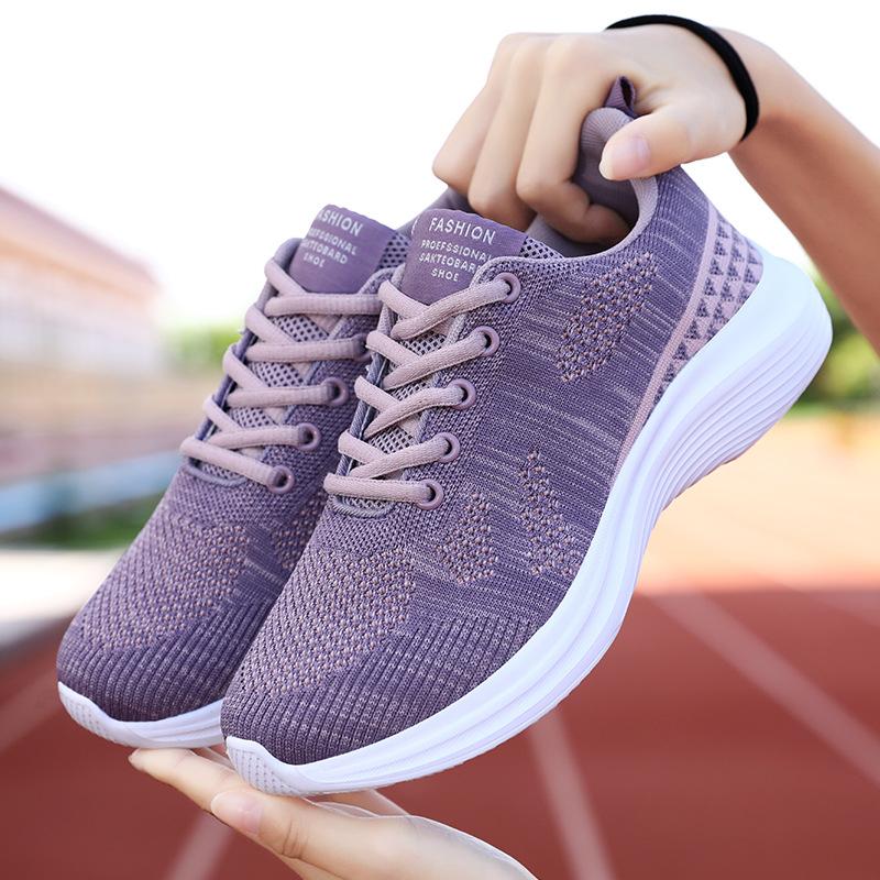 Modeschuhe für Damen Frühling und Herbst Neue Damenschuhe Atmungsaktive Flyknit Laufschuhe Lässige Sportschuhe für Damen