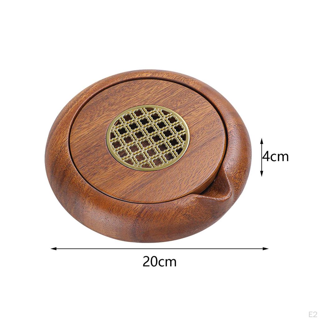 Chinese Gongfu Tea Tray Water Storage Pot Small Solid Wood Purple Sand Multipurpose Household Round