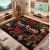 Christmas Winter Theme Crystal Velvet Floor Rug Personalized Custom Name Text Warm Carpet Home Decoration