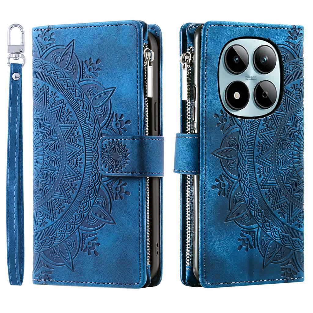 For Xiaomi Redmi Note 15 Pro 4G (Global) Wallet Case Mandala Flower Pattern PU Leather Phone Cover with Wrist Strap