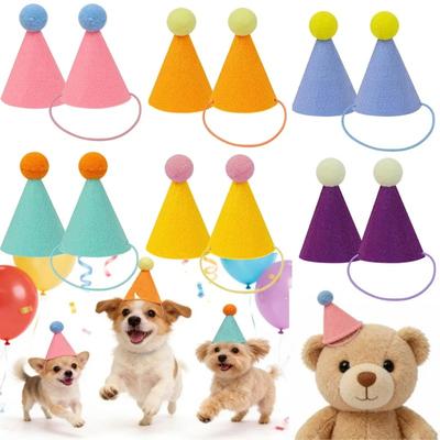 6pcs Pet Party Hat Colorful Mini Party Hats for Stuffed Animals Pet- Assorted Birthday Hats for Doll Dogs Cats Rabbits Puppies