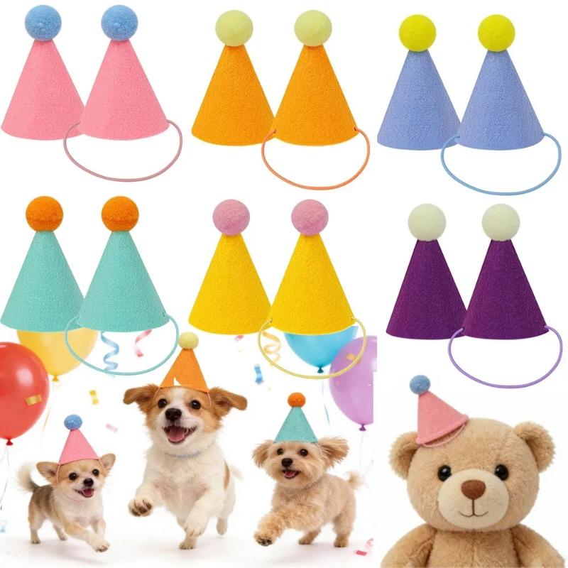 6pcs Pet Party Hat Colorful Mini Party Hats for Stuffed Animals Pet- Assorted Birthday Hats for Doll Dogs Cats Rabbits Puppies