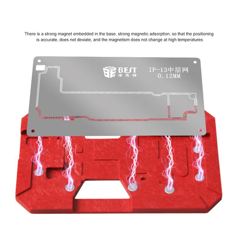 

BEST BST-082 For iPhone 13 Series CPU Soldering Reballing Stencil Cell Phone Magnetic Tinning Plate Type A