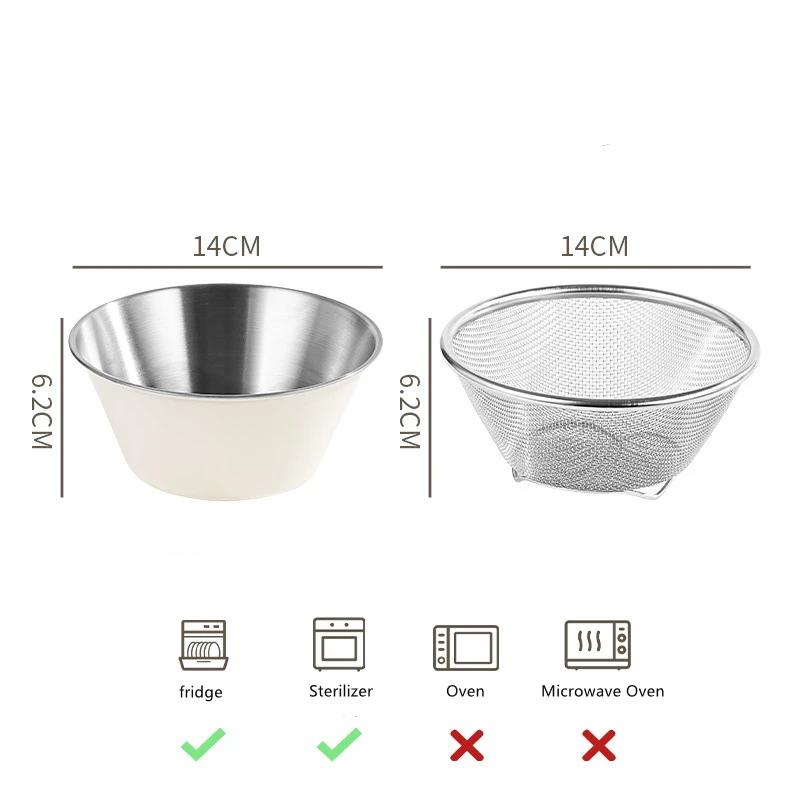 

Mesh Strainer Colander Stainless Steel Colander Set Vegetables Fruit Washing Basket Sieve Bowl Mixing Mesh Set Kitchenware білий