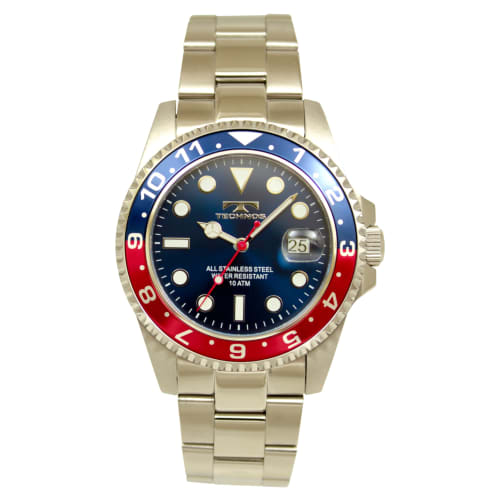 Technos Men's Silver Watch TSM419SN with Date Display and 10 ATM Water Resistance