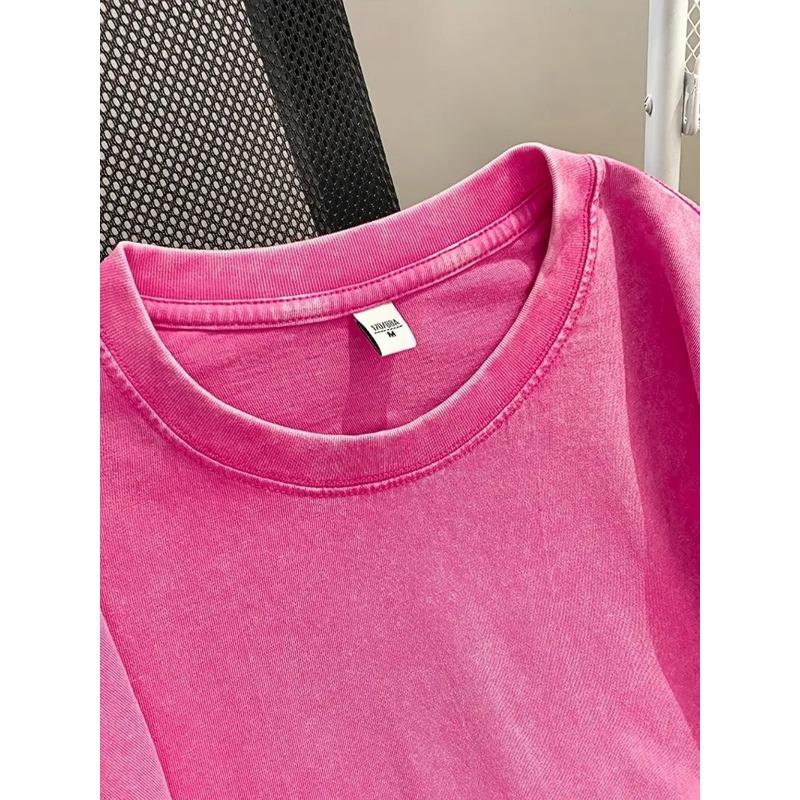 Rozmiary europejskie Męski Płócienny T-shirt Vintage z Praniem Streetwear Luźny Krój Fajny T-shirt dla Mężczyzn Modny Wygodny Dekolt Okrągły Codzienny Ubiór