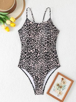 Costume da Bagno Intero Donna Sexy Stampa Leopardo 2026 Costumi da Bagno Donna Body a Fascia Gamba Alta Costumi da Bagno Femminili Monokini da Spiaggia