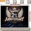 2D 2nd Anniversary Photography Backdrop Black Background with Diamond Wings and Crown