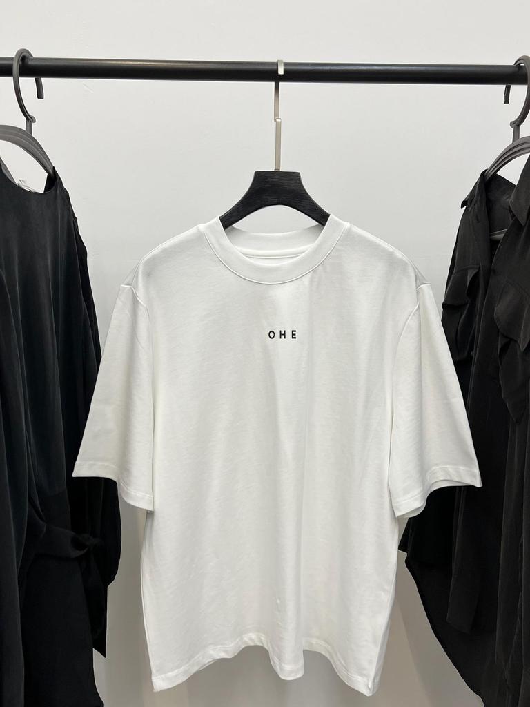 Organic Cotton Double Yarn Simple Letter Print Loose Fit T-Shirt