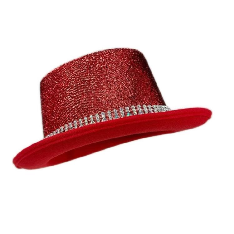 Eye Catching Rhinestones Tall Hat Cosplay Hat Stage Show Hat Halloween Costume Ceremony Hat Evening Party Magicians Hat