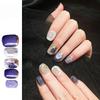 10pcs/set Handmade Dreamy Blue Press-On Nails Short Ballet Shape Gradient & Ombre Design Glossy Finish Removable False Nail Tips
