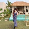 Seaside Sexy Vacation Style V-neck Floral Dress Women's Summer New Waist Thin Suspender Dress