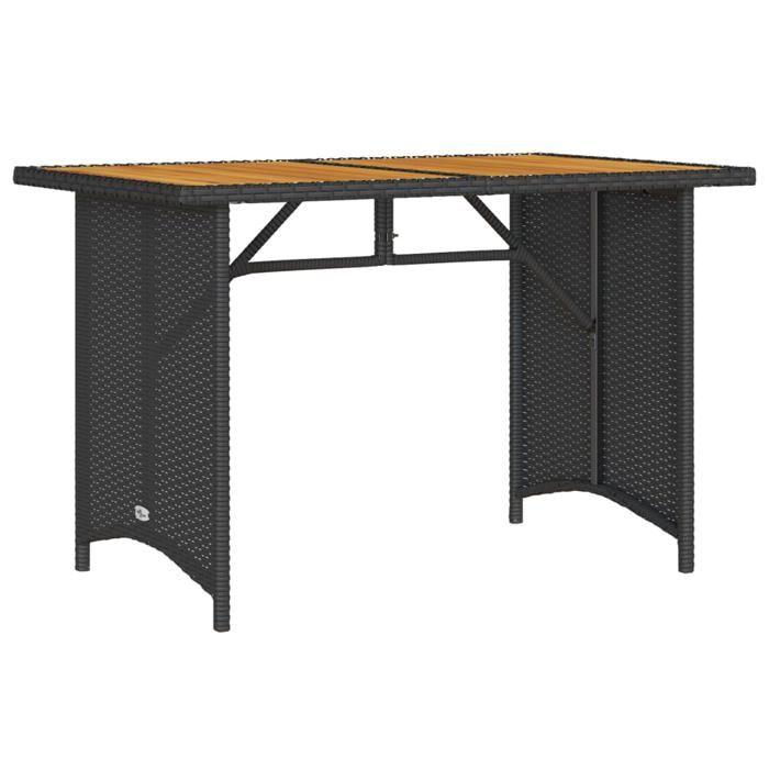 VidaXL Table de jardin et dessus en bois noir 110x68x70 cm poly rotin, meuble de jardin, meuble d'extérieur, table, table à 366355