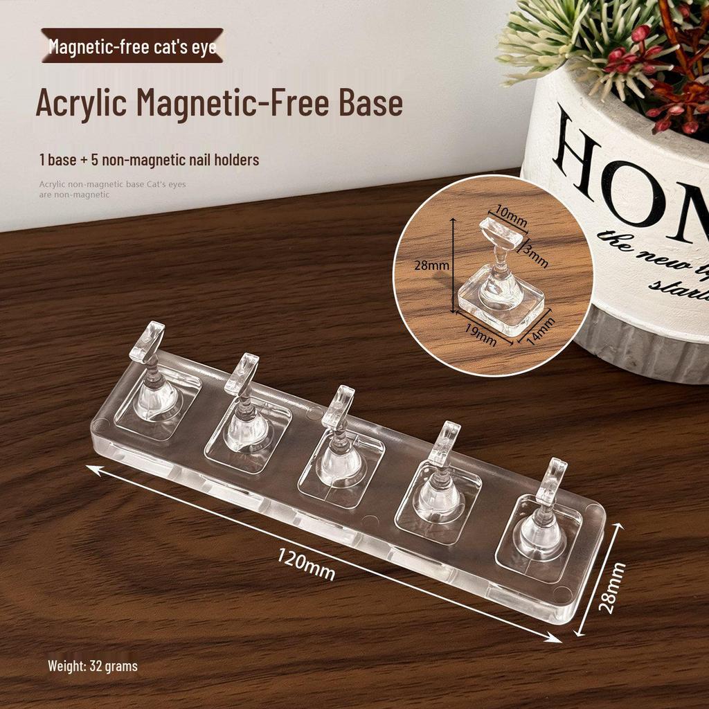 Transparent Acrylic Cat Eye Nail Art Holder – Non-Magnetic, Portable & Detachable Base