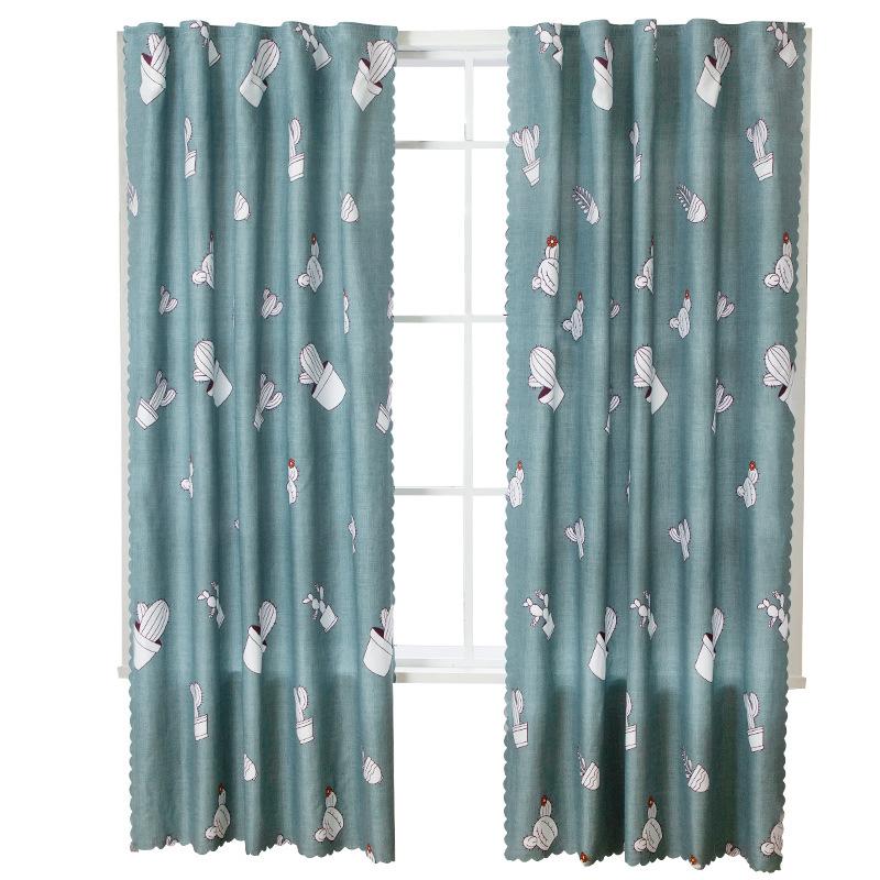 No Punching Living Room Half Blackout Curtains Simple Dark Cute Small Fresh Pastoral Room