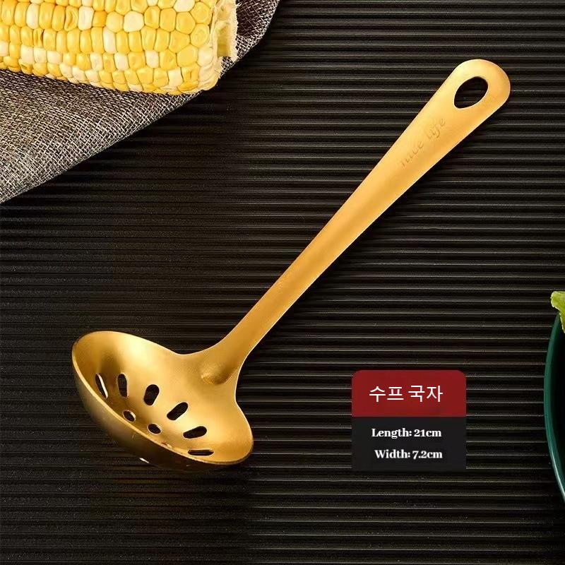 

6pcs Stainless Steel Dinnerware Set Home Creative Korean Cutlery Golden Spoon Korean-style Hot Pot Cutlery Set Kitchenware Set