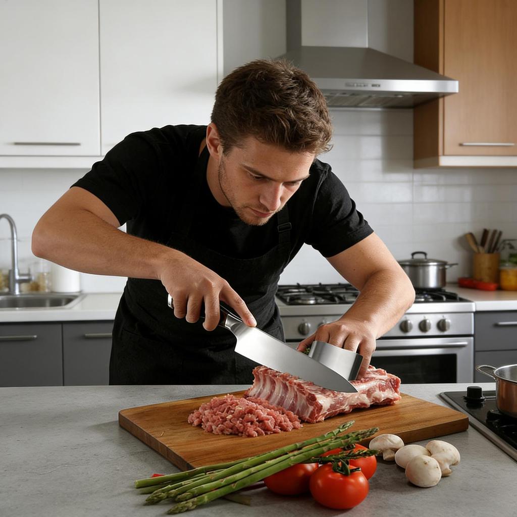 Edelstahl-Fingerschutz zum Schneiden Handschutz Küchenwerkzeug Sicherheitsschneideschutz für Gemüse Obst Fleisch Hauskoch