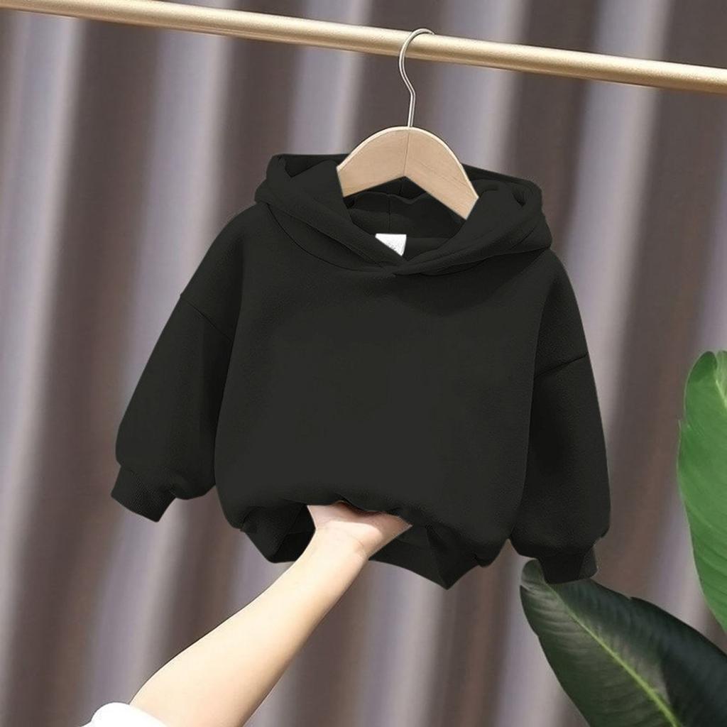 Children's Boys' Fashion Solid Color Pullover Casual Round Neck Hoodie